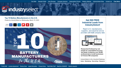 Top 10 Battery Manufacturers in the U.S. - IndustrySelect®