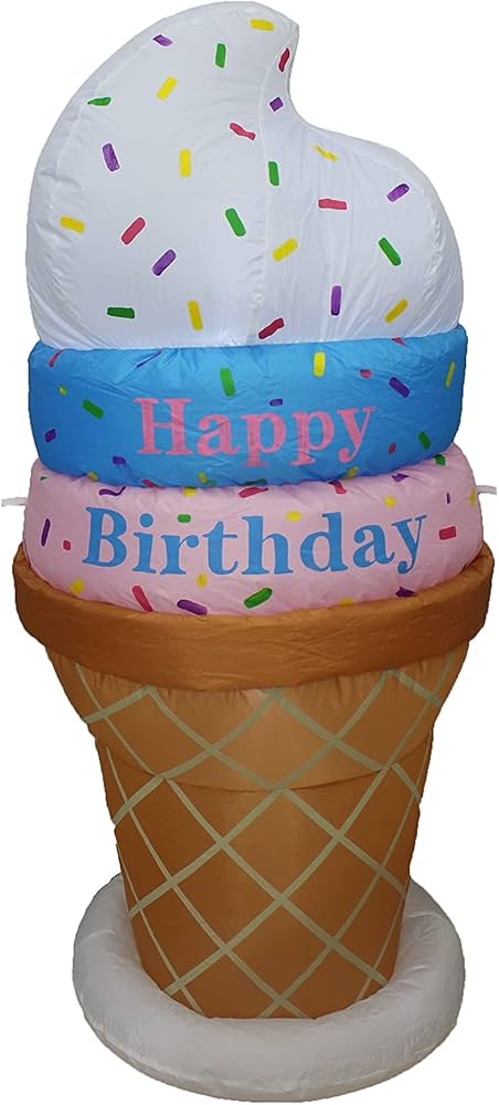 Inflatable Birthday Decorations 4 Foot Inflatable Birthday Ice Cream ...