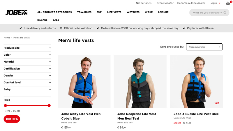 Jobe Life Vests For Men