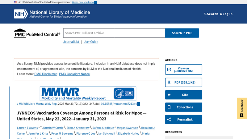 JYNNEOS Vaccination Coverage Among Persons at Risk for Mpox