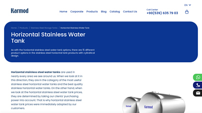 Horizontal Stainless Steel Water Tank Models | Karmod Plastic