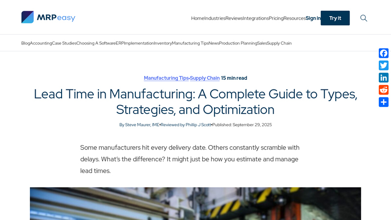 Lead Time in Manufacturing