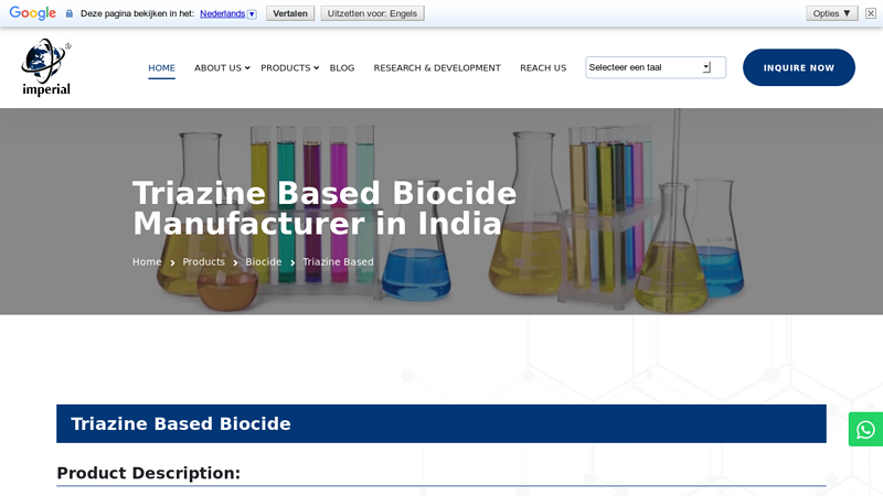 Leading Triazine Based Biocide Manufacturer and Exporter in India