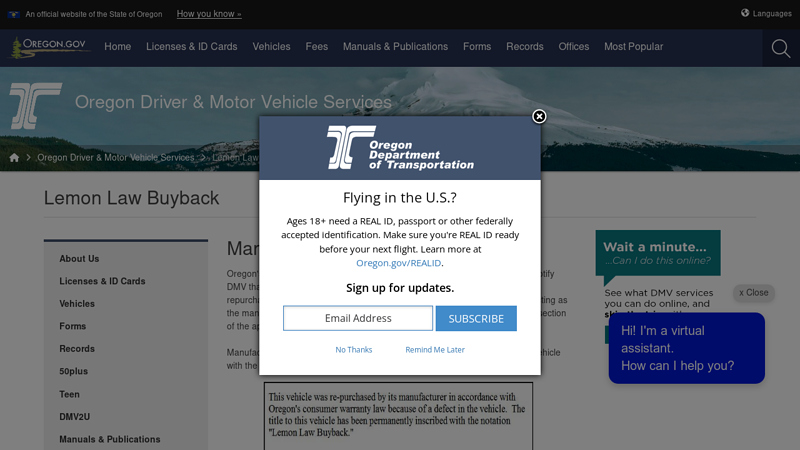 Lemon Law Buyback