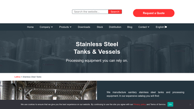 Letina Stainless Steel Tanks | Wine - Beer - Liquor - Oil