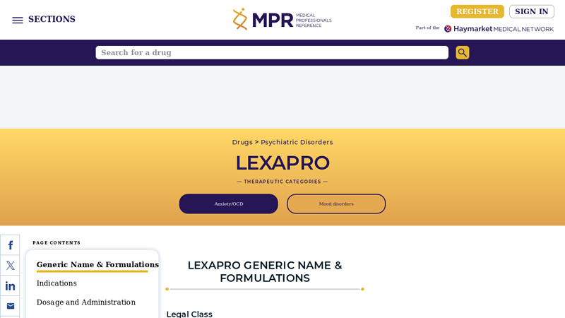 LEXAPRO Prescription & Dosage Information