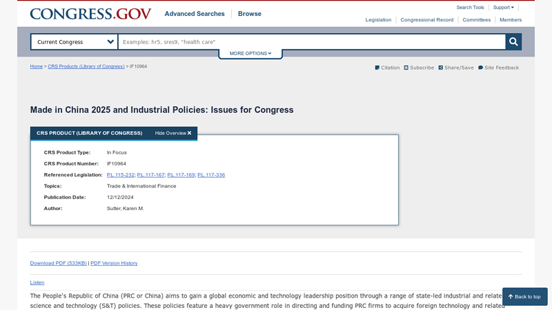 Made in China 2025 and Industrial Policies