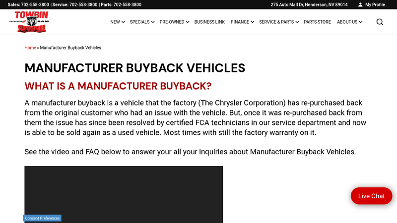 Manufacturer Buyback Vehicles