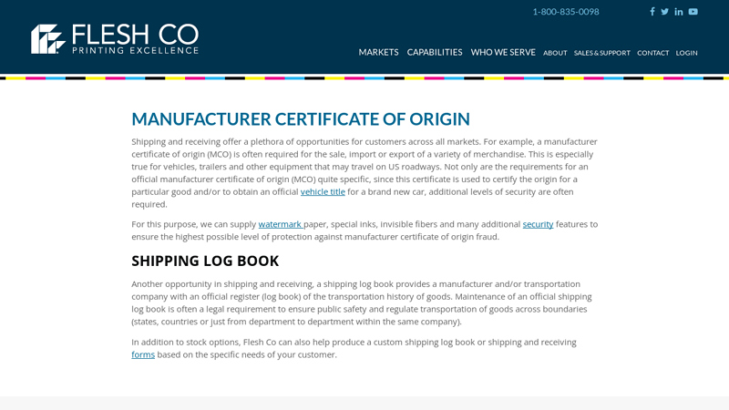 Manufacturer Certificate of Origin Documents & More