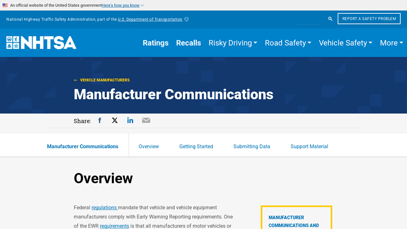 Manufacturer Communications
