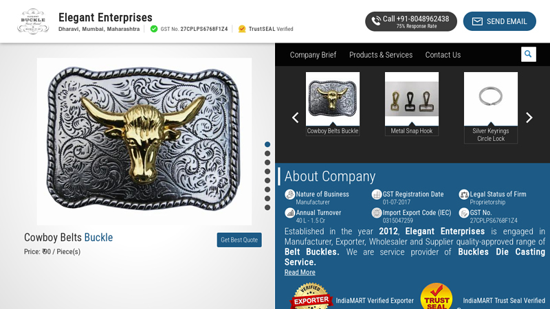 Manufacturer of Belt Buckles & Snaps by Elegant Enterprises, Mumbai