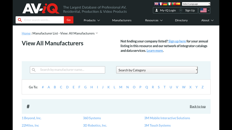 Manufacturers of Audio Visual Equipment