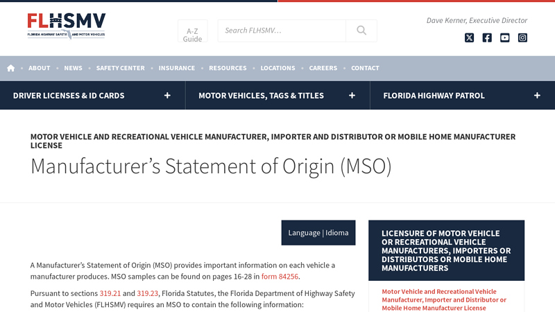 Manufacturer's Statement of Origin (MSO)
