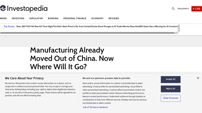 Manufacturing Already Moved Out of China. Now Where Will It Go?