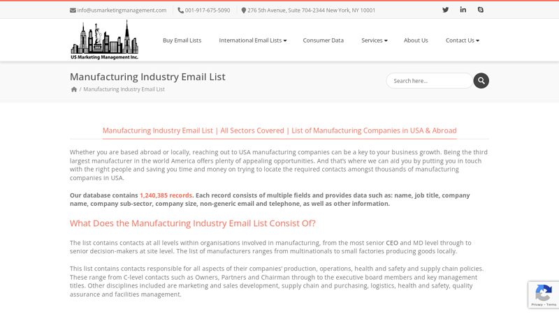 Manufacturing Industry Email List