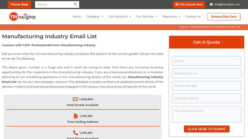 Manufacturing Industry Email List
