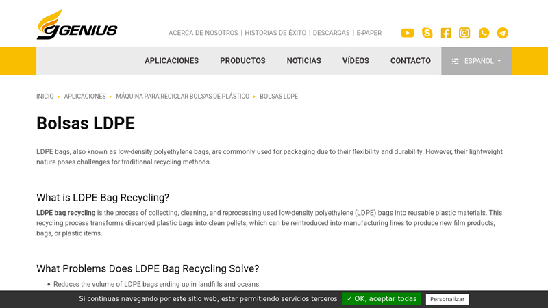 Maquinaria de reciclaje de plástico