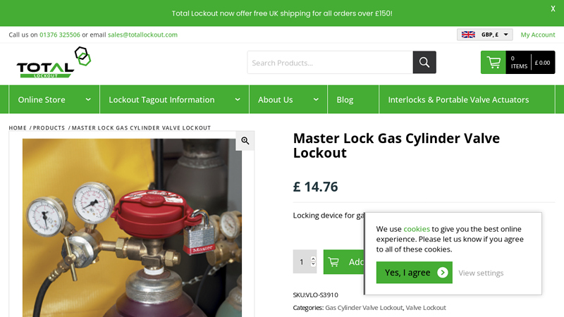Master Lock Gas Cylinder Valve Lockout