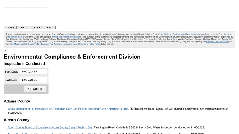 MDEQ enSearch Online