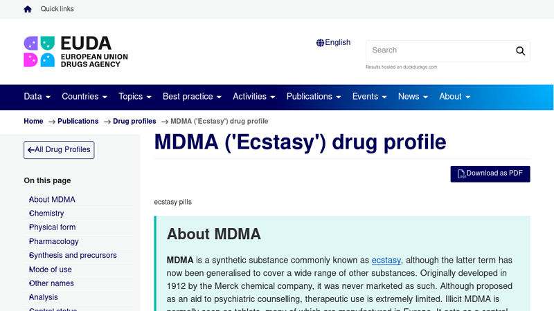 MDMA ('Ecstasy') drug profile