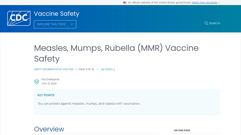 Measles, Mumps, Rubella (MMR) Vaccine Safety