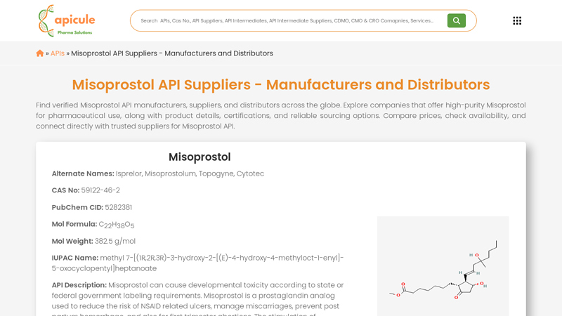 Misoprostol API Suppliers