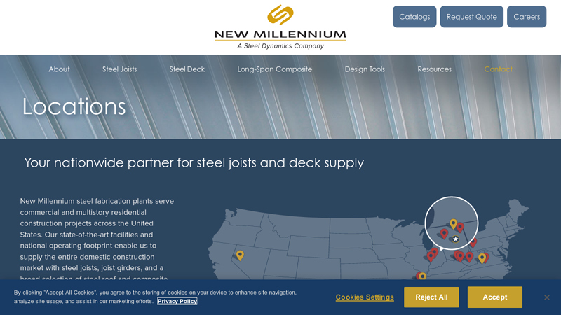 New Millennium steel fabrication plant locations across the United ...