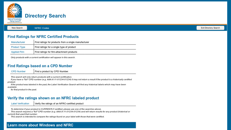 NFRC Certified Products Directory