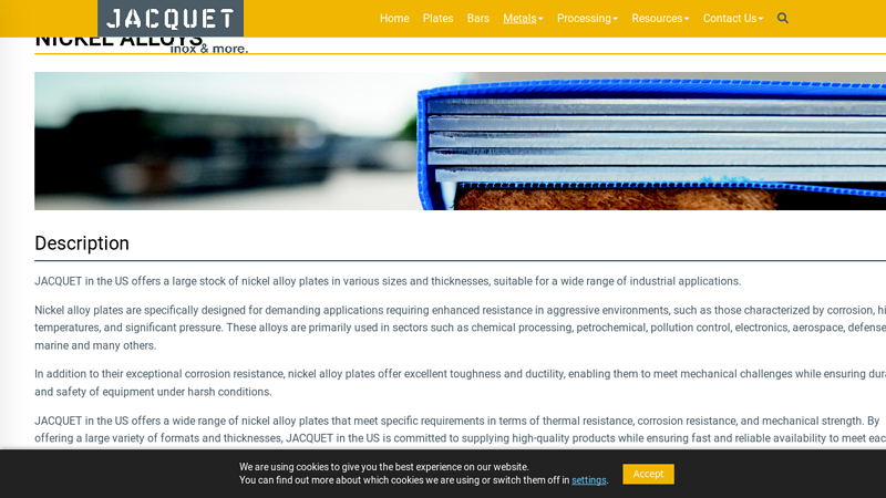 Nickel alloys supplier in the US