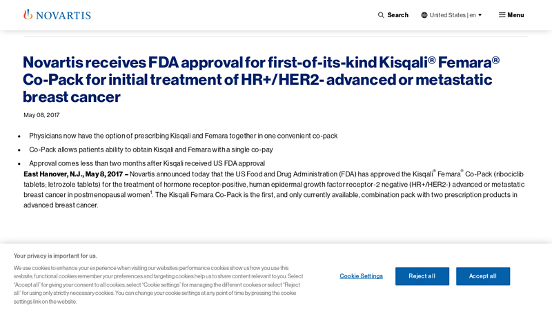 Novartis receives FDA approval for first