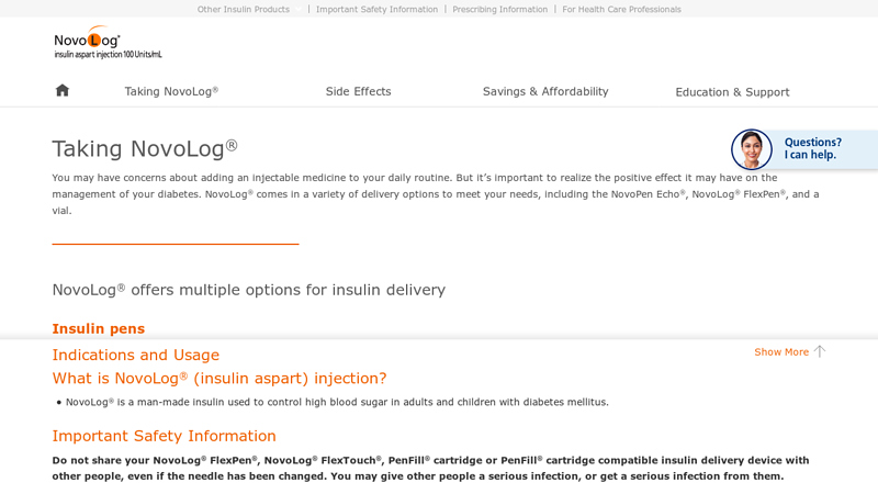 NovoLog® (insulin aspart) injection 100 U/mL