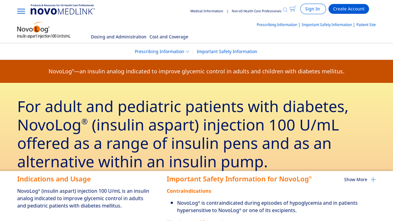 NovoLog® (insulin aspart) injection 100 U/mL Official HCP Website
