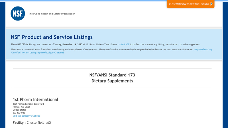 NSF Product and Service Listings