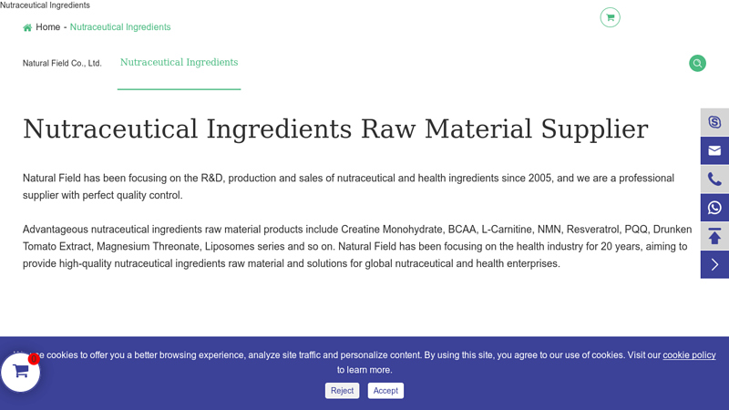 Nutraceutical Ingredient Manufacturer & Raw Material Supplier
