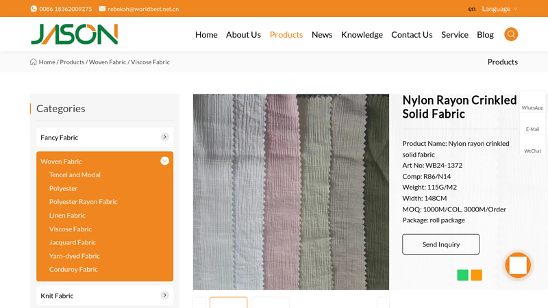 Nylon Rayon Crinkled Solid Fabric