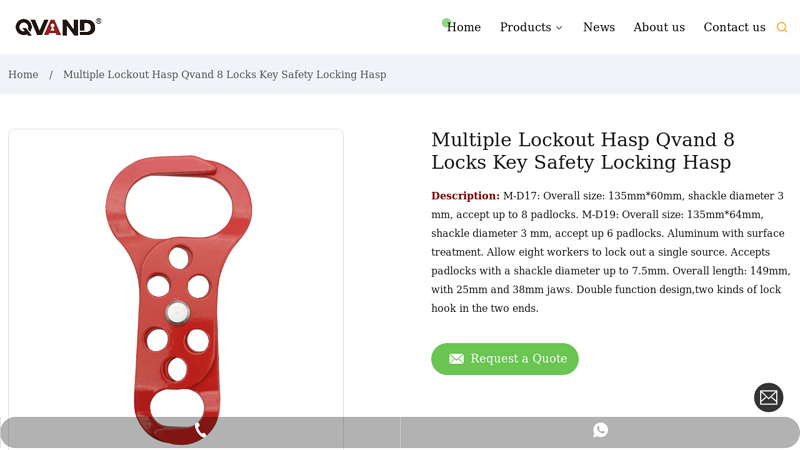 OEM Wholesale Multiple Lockout Hasp Qvand 8 Locks Key Safety ...