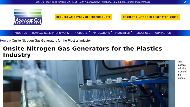 Onsite Nitrogen Gas Generators for the Plastics Industry