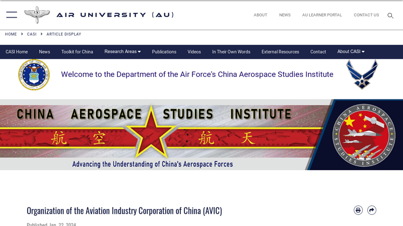 Organization of the Aviation Industry Corporation of China (AVIC)