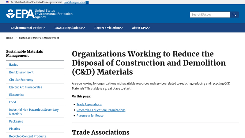 Organizations Working to Reduce the Disposal of Construction and ...