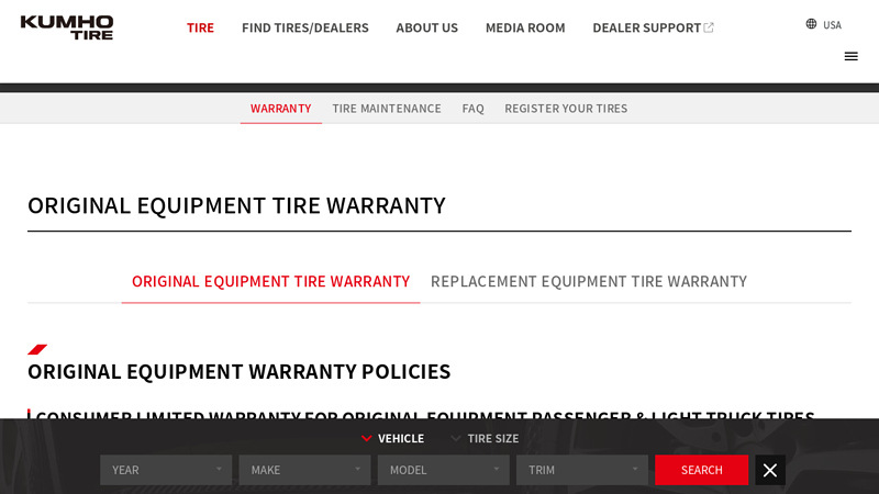 original equipment tire warranty