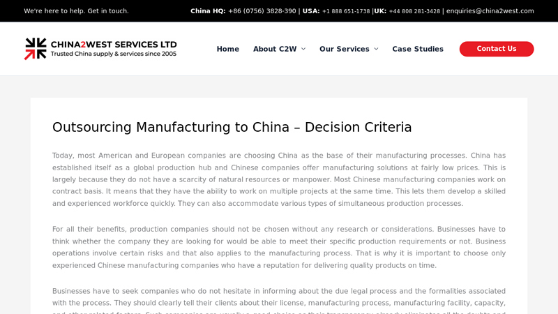 Outsourcing Manufacturing to China Dominates Global Business