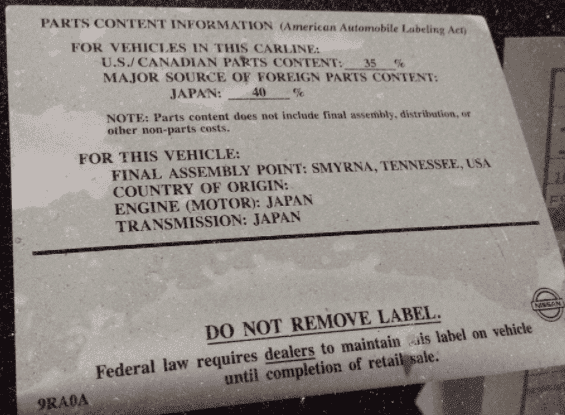 Part 583 American Automobile Labeling Act Reports