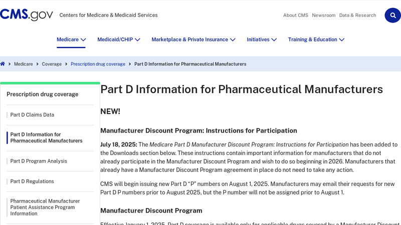 Part D Information for Pharmaceutical Manufacturers
