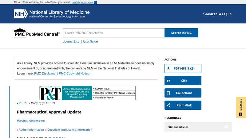 Pharmaceutical Approval Update