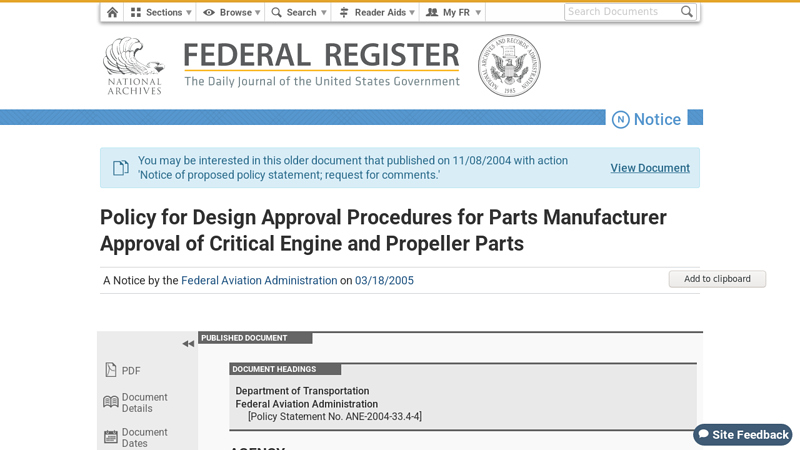 Policy for Design Approval Procedures for Parts ...