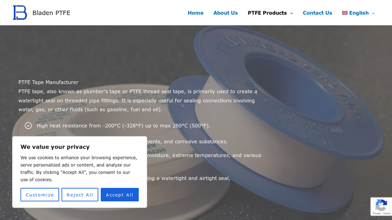 PTFE Tape Manufacturer, Teflon Tape for Plumbing