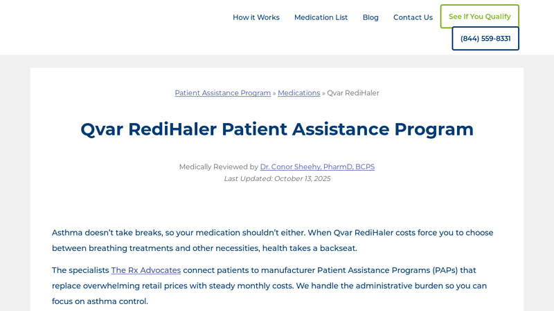 Qvar RediHaler Patient Assistance Program
