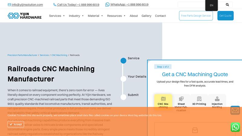 Railroads CNC Machining Manufacturer