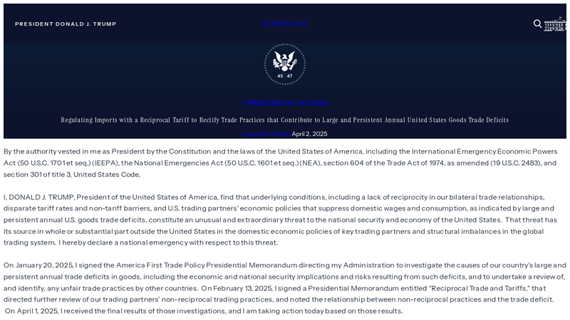 Regulating Imports with a Reciprocal Tariff to Rectify Trade Practices ...