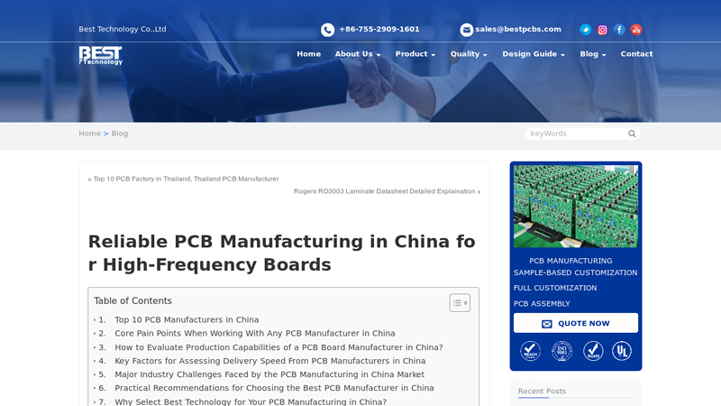 Reliable PCB Manufacturing in China for High